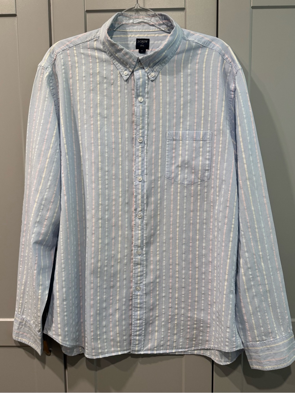J. Crew Light Blue and White Striped Button-Down Shirt